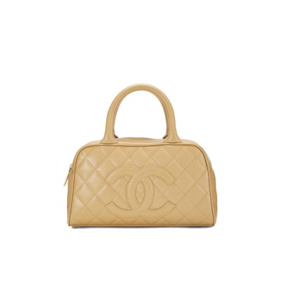 CHANEL MASTER BEIGE QUILTED CAVIAR BOWLER SMALL 71302 (25*15*7cm)